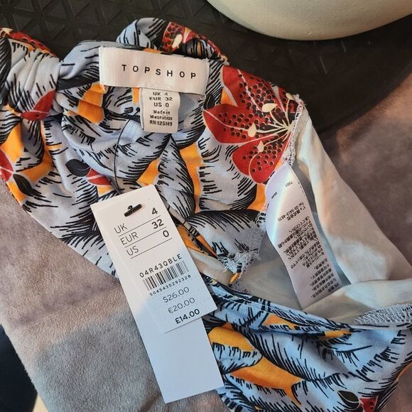 Top Shop Floral Print Bandeau Hankerchief Top - Picture 5 of 5